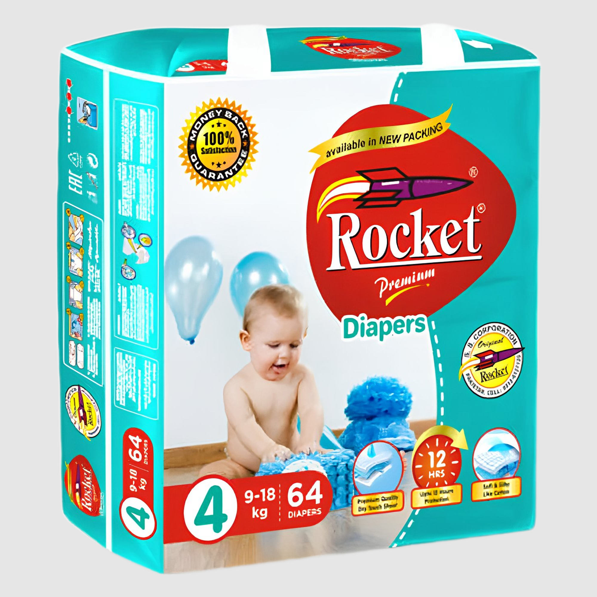 Rocket Premium Diapers Size 5 XL (52 Pcs)