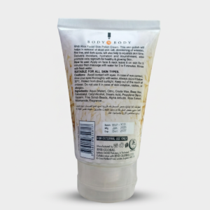 Back of BNB Rice Facial Skin Polish Cream tube displaying full ingredients, usage instructions, and expiration date