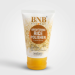 BNB Brightening Rice Polisher 120ml front tube showing organic source and paraben-free label
